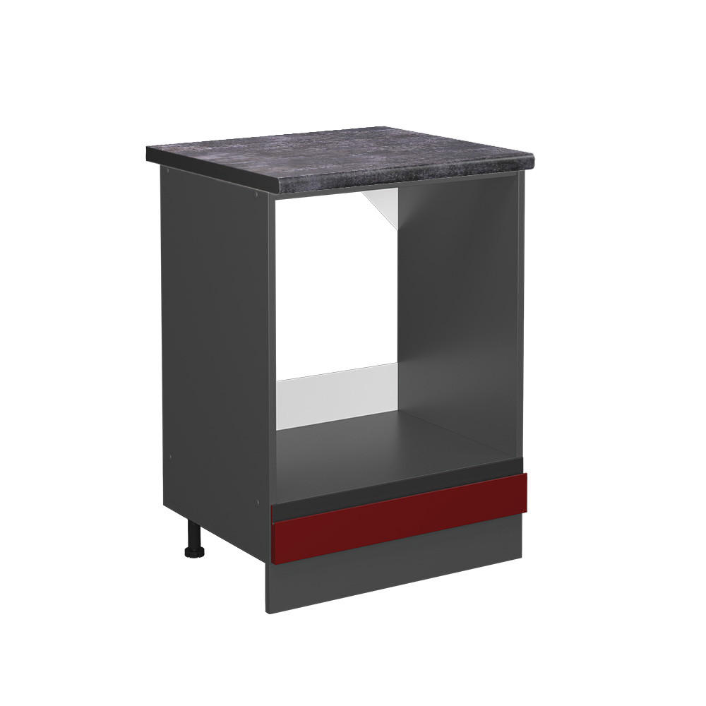 HERDUMBAUSCHRANK R-Line Rot 60 cm, AP Anthrazit - Anthrazit/Rot, Holzwerkstoff (60/81.6/60cm) - Vicco