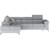ECKSOFA mit Schlaffunktion und Bettkasten, pflegeleichter Monolith-Stoff - Chromfarben/Grau, Textil/Metall (275/202cm) - Eltap