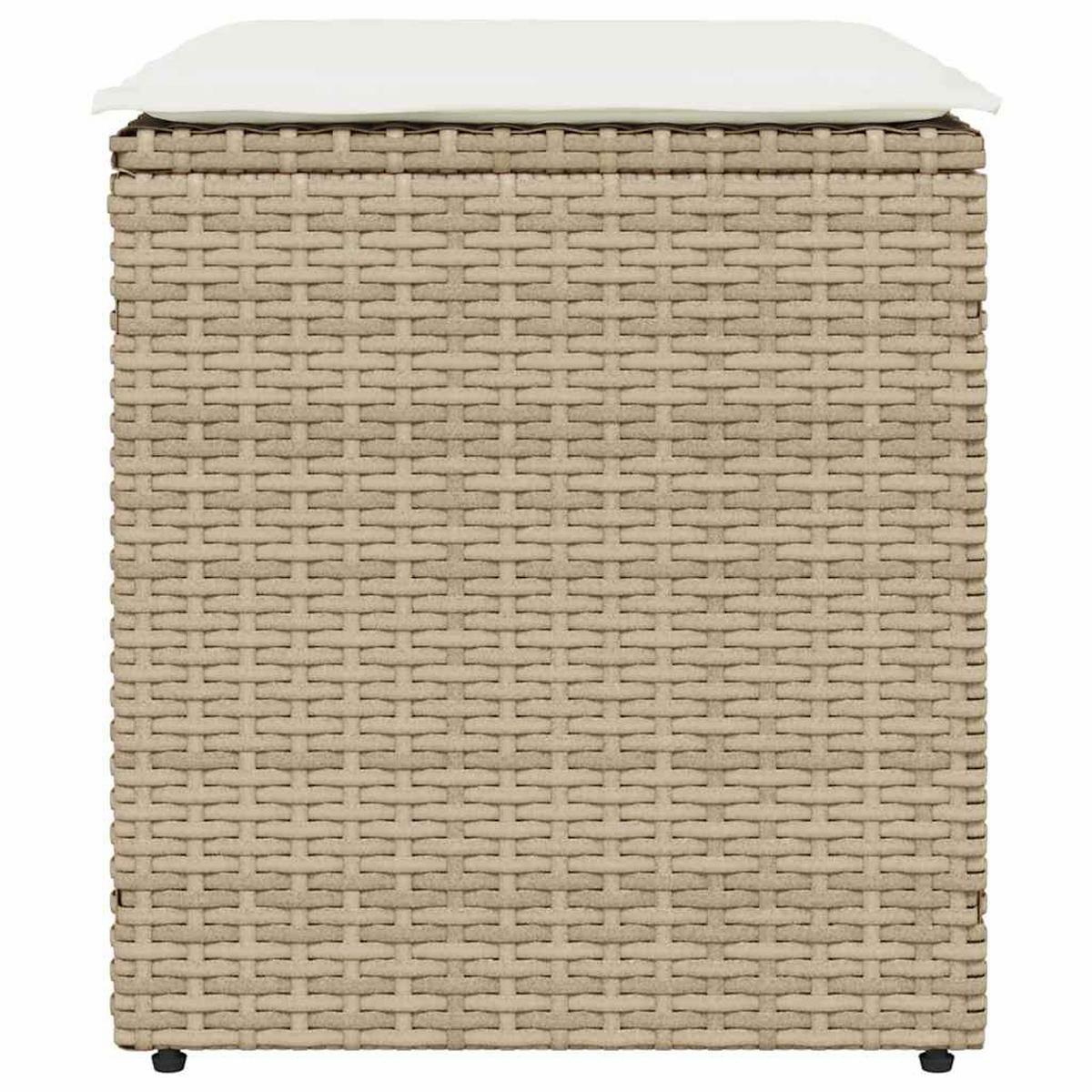 GARTENHOCKER Mit Kissen 2 Stk. Beige 40/40/43 Cm Poly Rattan - Creme, Kunststoff (40/43/40cm) - vidaXL