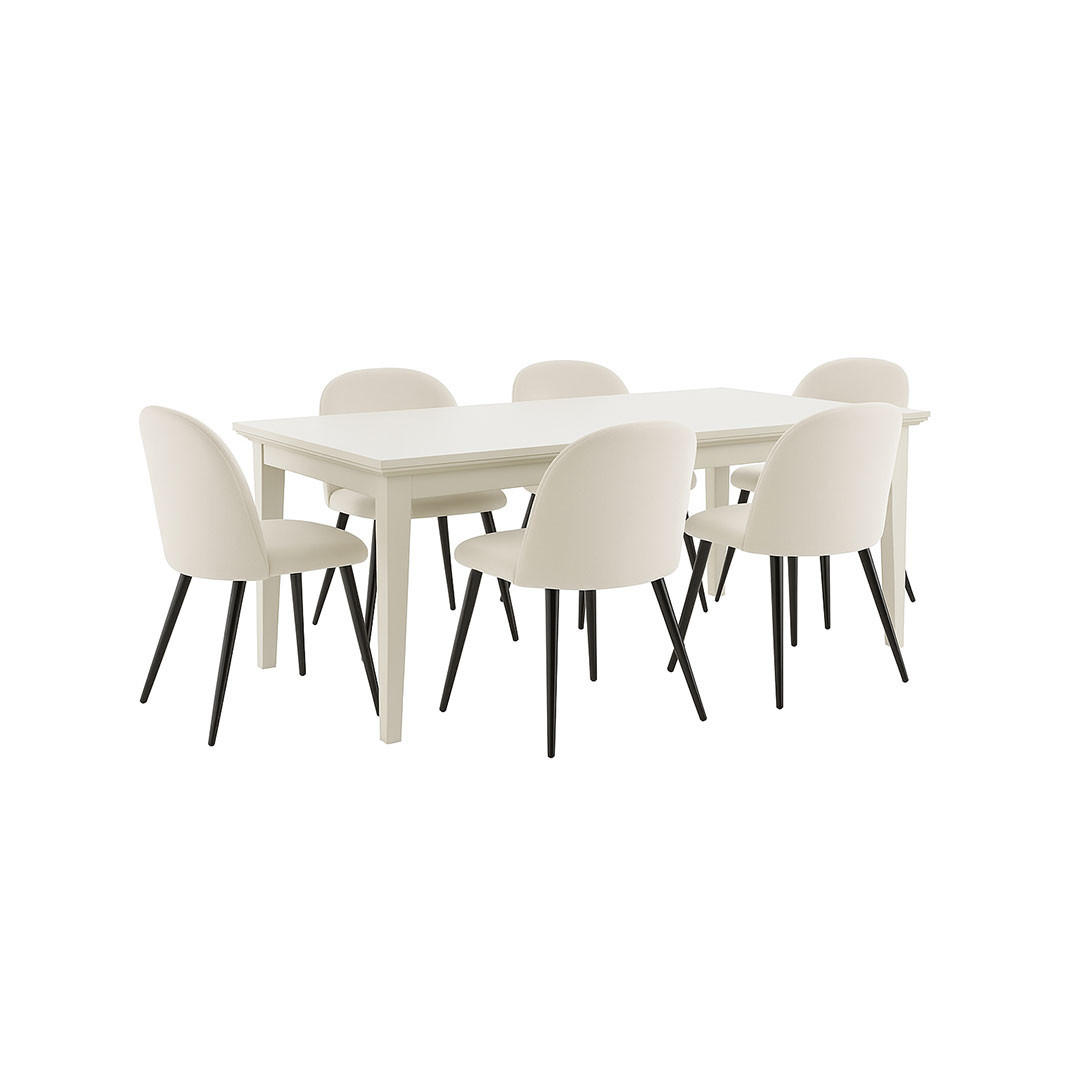 ESSGRUPPE 7-TLG. Venedig Weiß - Weiß, Holzwerkstoff/Textil (95/76/276cm) - ebuy24