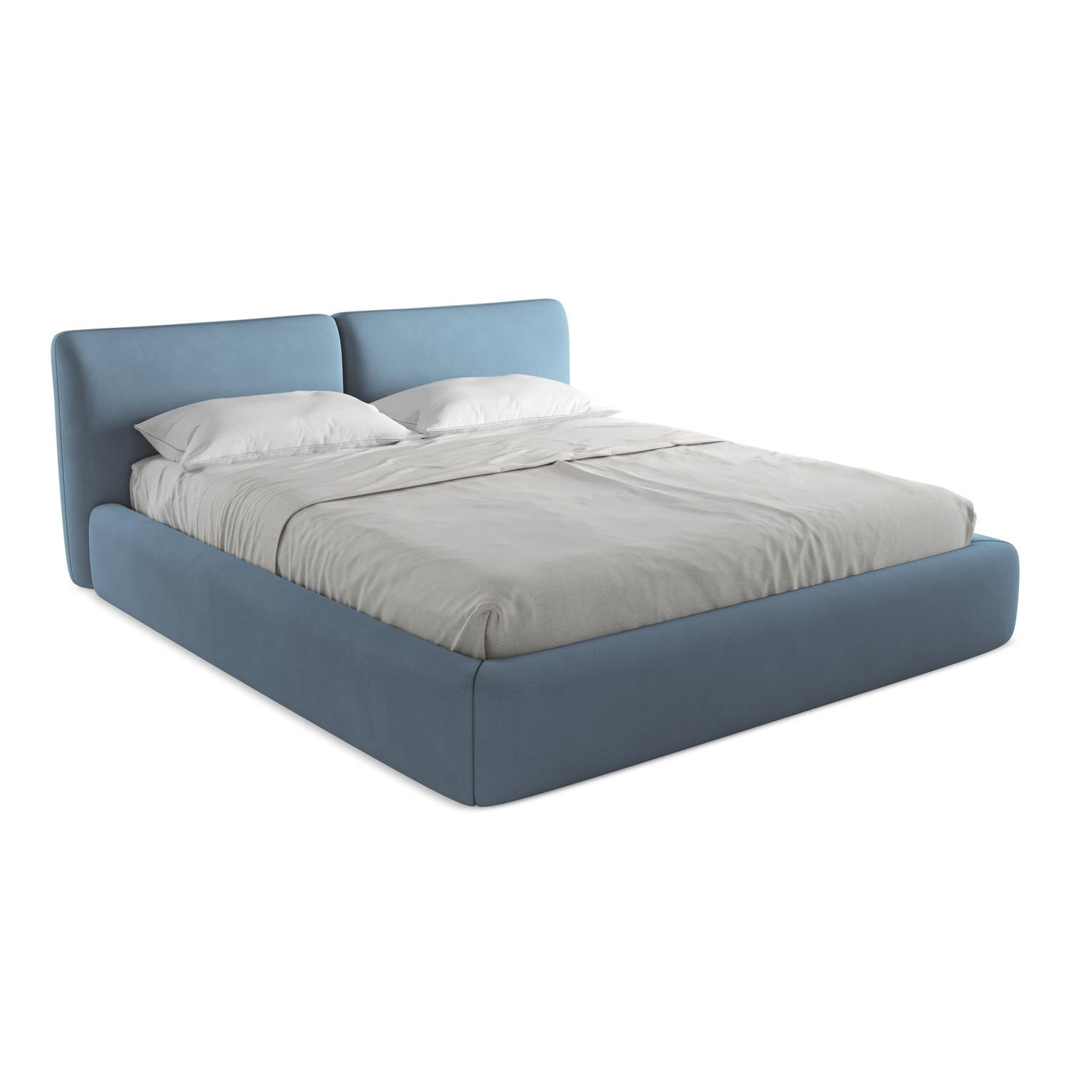 POLSTERBETT mit Bettkasten und Lattenrost 200x228 Blau - Blau/Blaugrau, Kunststoff/Textil (180/200cm) - LaMiaSofa