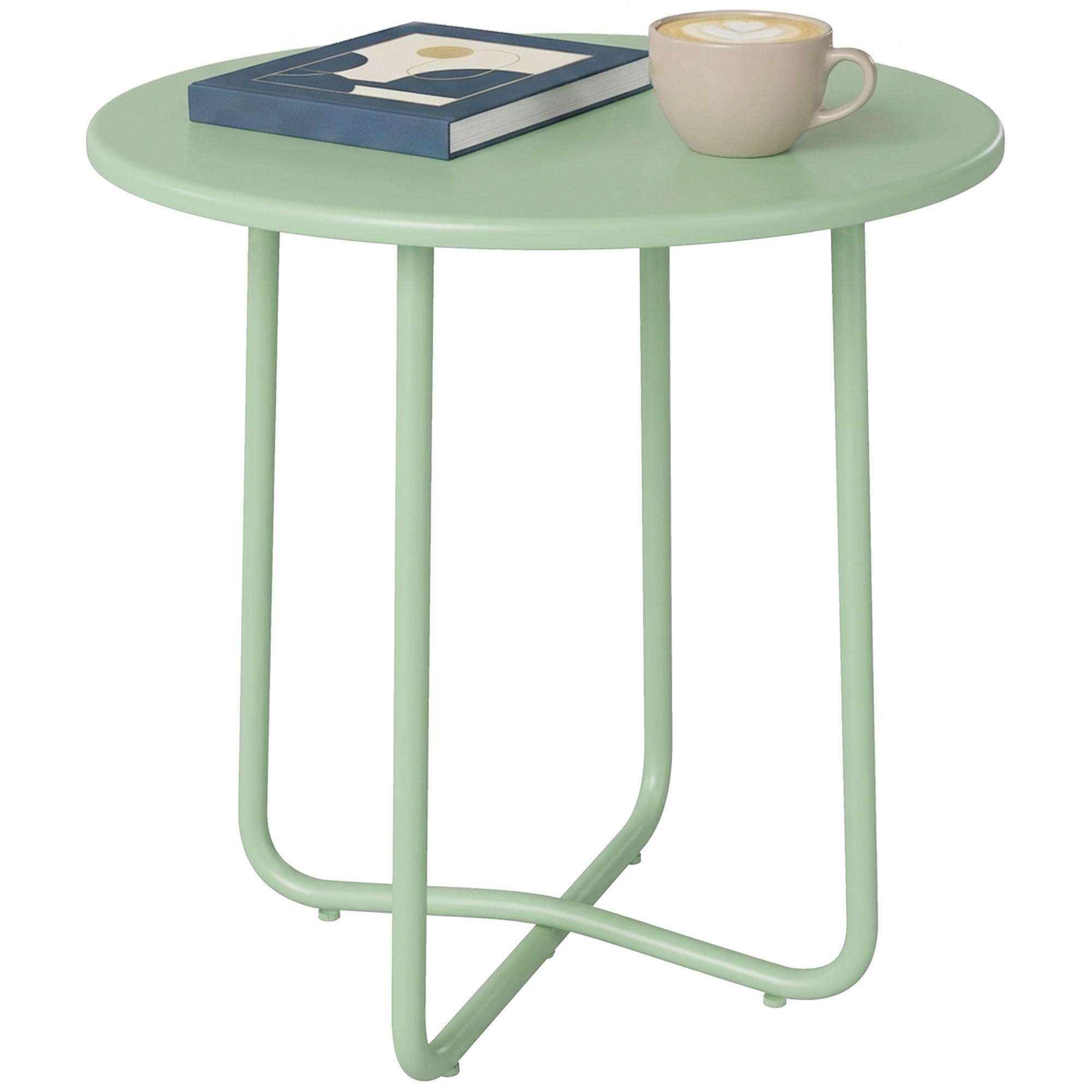 GARTENBEISTELLTISCH DE-14217 rund, höhenverstellbar Grün - Grün, Metall (48/48/51cm) - ComfortXL