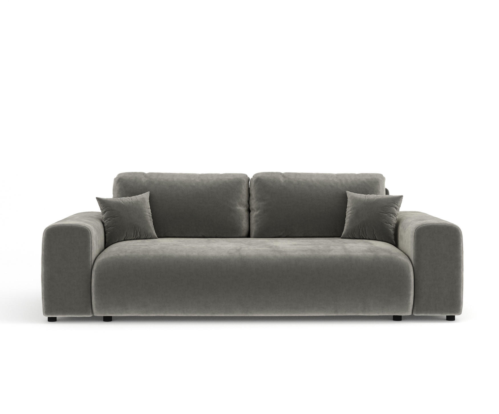 3-SITZER-SOFA Zanzibar Grau Samtstoff - Schwarz/Grau, Holz/Holzwerkstoff (213/79/108cm) - Maison de Reve