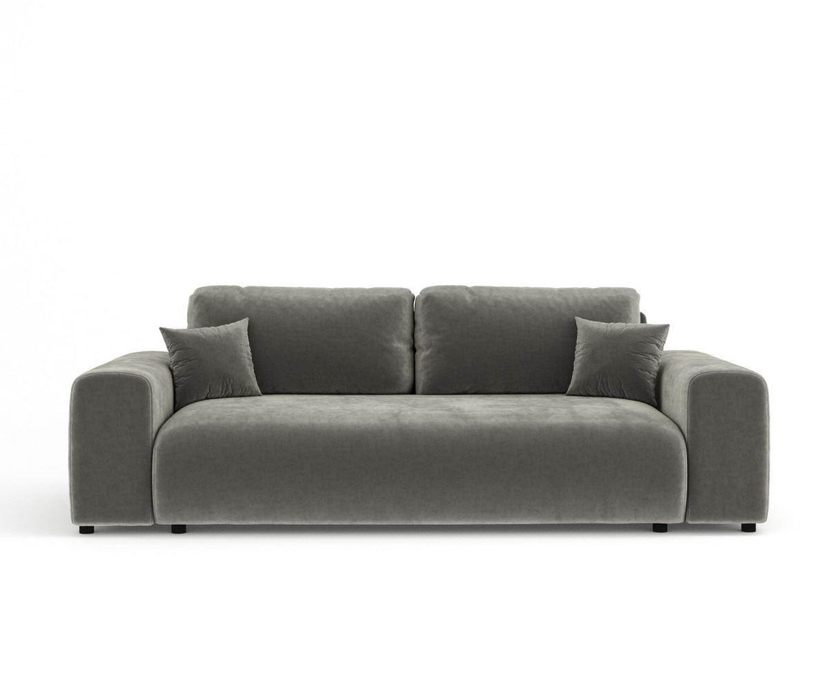 3-SITZER-SOFA Zanzibar Grau Samtstoff - Schwarz/Grau, Holz/Holzwerkstoff (213/79/108cm) - Maison de Reve