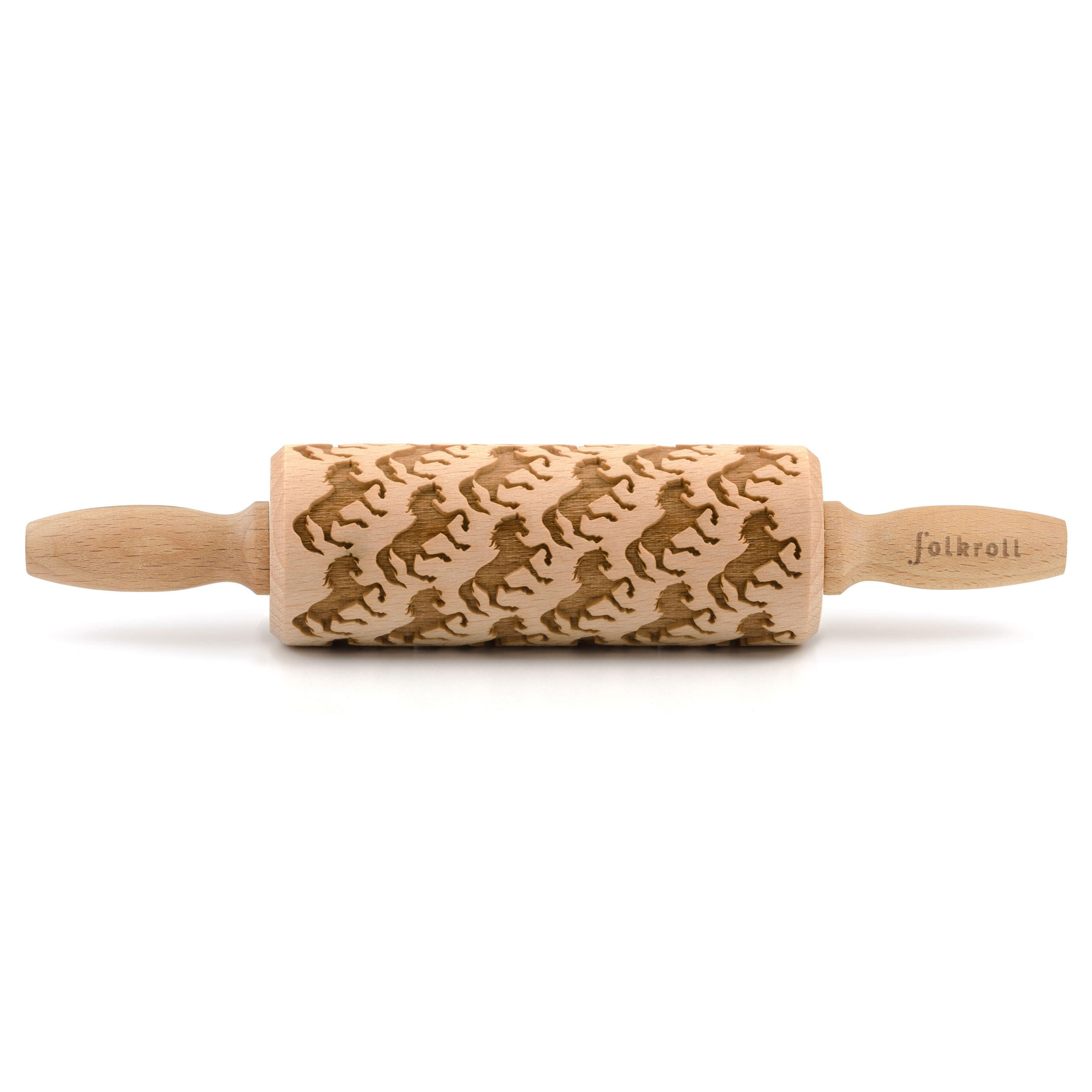 TEIGROLLE Pferde, junior, 23 cm, Buchenholz - Braun, Holz (23cm) - Folkroll