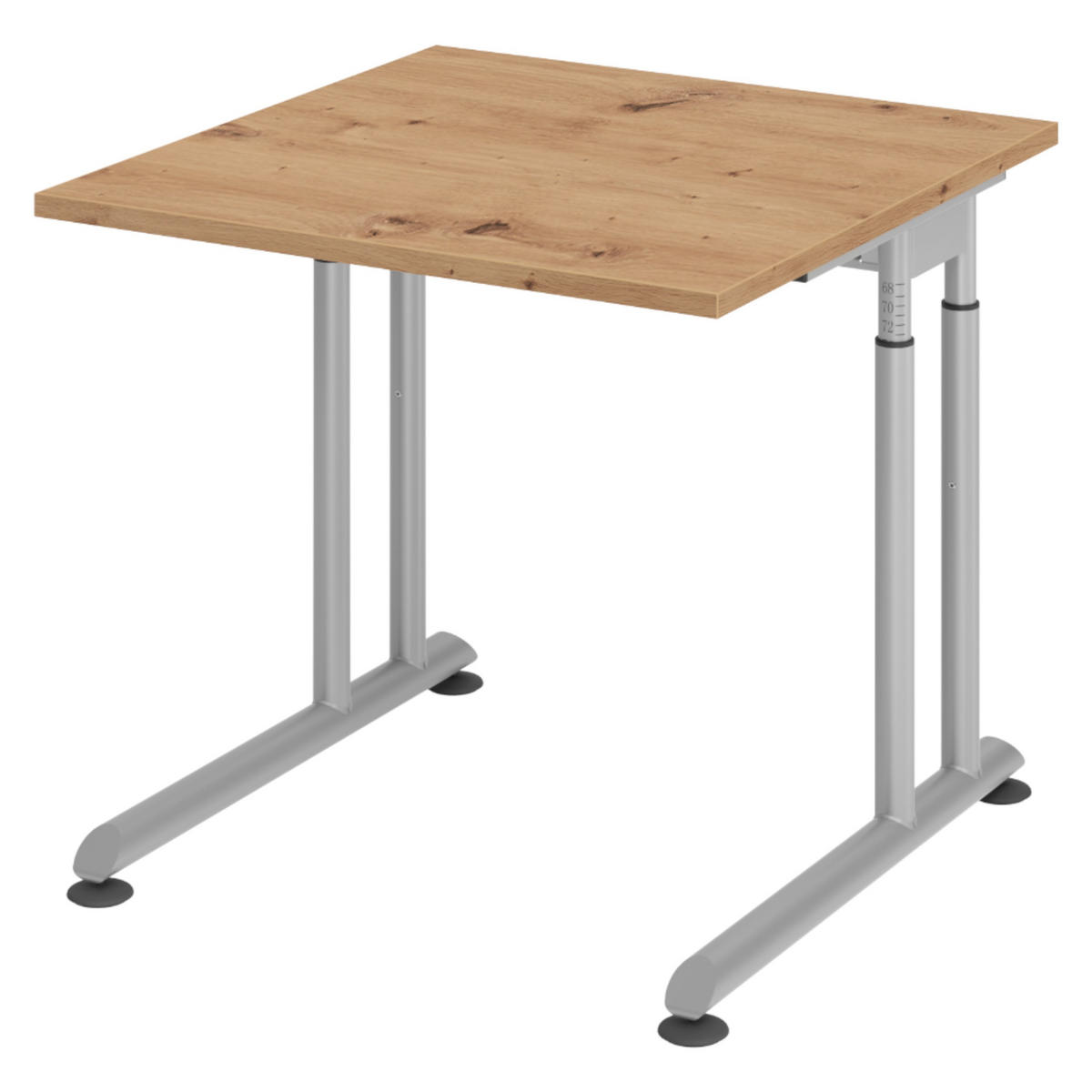 SCHREIBTISCH Serie-Z 80/80/74 cm in Wildeiche/Silberfarben - Wildeiche/Silberfarben, Holzwerkstoff (80/80/74cm) - bümö