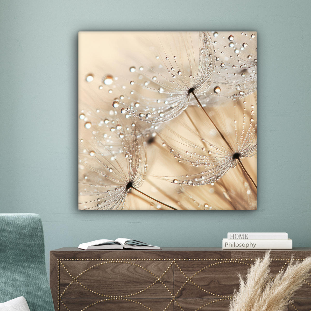 LEINWANDBILD Löwenzahn - Abstrakt - Natur - Beige Deko Groß 90x90 cm - Braun, Textil (90/90cm) - MuchoWow