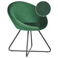 SESSEL Samtstoff smaragdgrün/schwarz rund Floby II - Schwarz/Grün, Textil (69/80/58cm) - Beliani