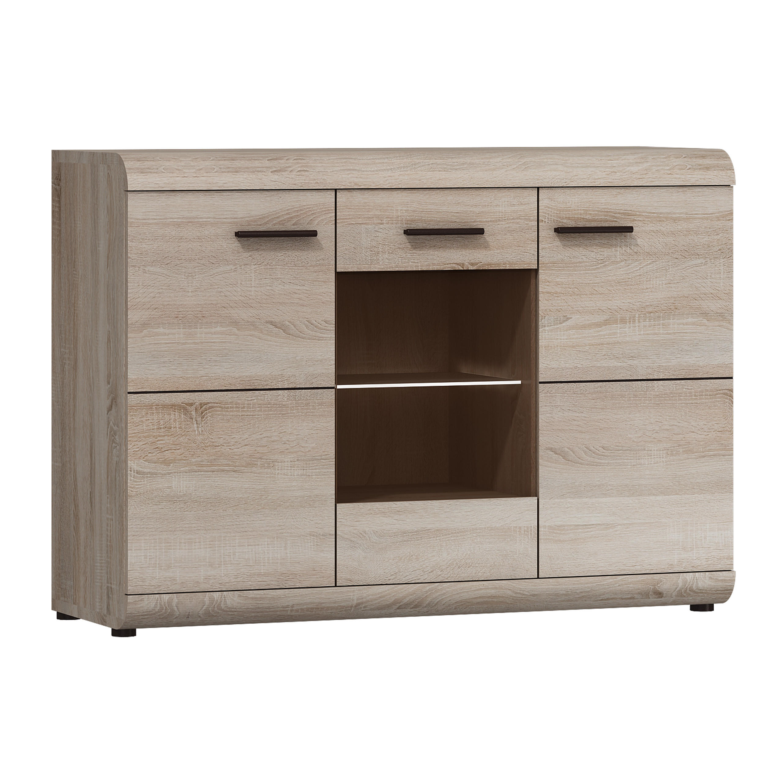 KOMMODE LEGAME 120/87/42 cm mit 3 Türen Sonoma Eiche - Sonoma Eiche, Holzwerkstoff (120/87/42cm) - MASSENO