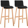 BARHOCKER 2er Set Stoff Dunkelgrau - Eukalyptusholzfarben/Dunkelgrau, Holz/Textil (41/102/46cm) - CLP