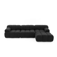 MODULARES Ecksofa MOMENTUM L, Rechts, Breite 282 cm, strukturierter Stoff, Schwarz - Chromfarben/Schwarz, Holz/Textil (155/282cm) - Muffo