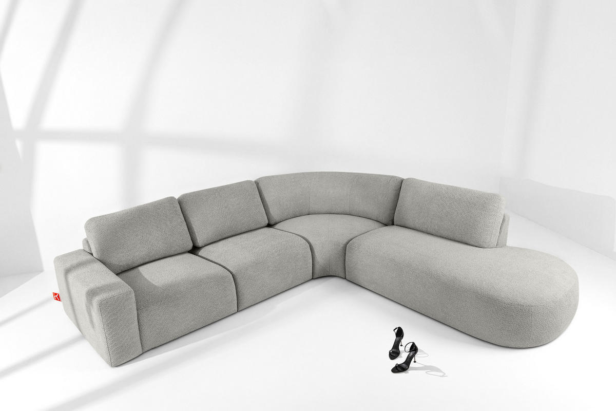 ECKSOFA RECHTS ZUCCO, Hellaschgrau - Hellgrau, Holz/Holzwerkstoff (304/293cm) - KONSIMO®