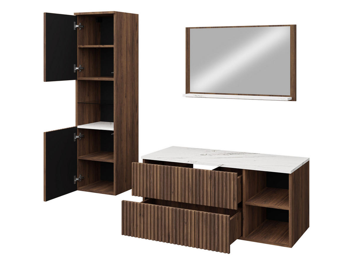 BADMÖBEL-SET Kertos Rillen II - Schwarz, Holzwerkstoff (100/57/45cm) - MIRJAN24