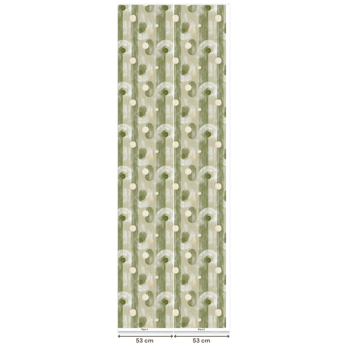 TAPETE - Künstlerisch - Modern - Grün - 100x280 cm - Olivgrün, Papier (100/280cm) - OnlyWow