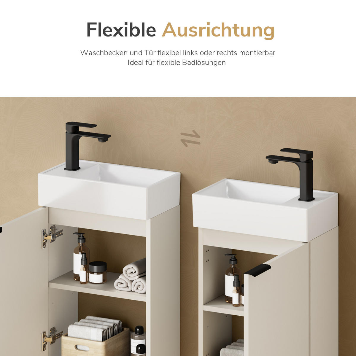 WASCHTISCHKOMBI Kaschmirgrau 64,5/41,5/22,5 cm - Kaschmir, Holz (41.5/64.5/22.5cm) - EMKE