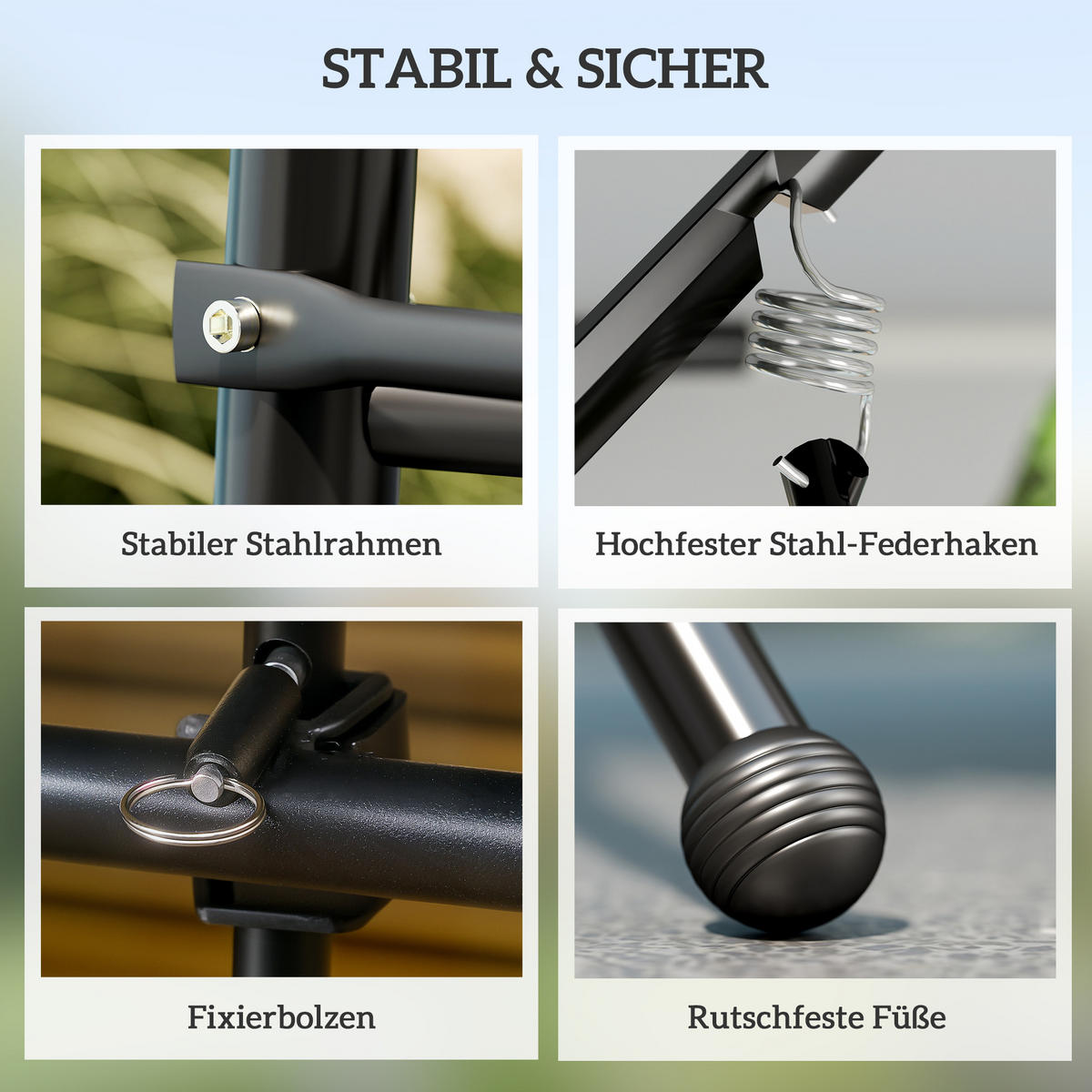 HOLLYWOODSCHAUKEL DE-07018 3-Sitzer, Mit Liegefunktion, neigbares Dach Grau - Grau, Metall (210/170/125cm) - ComfortXL