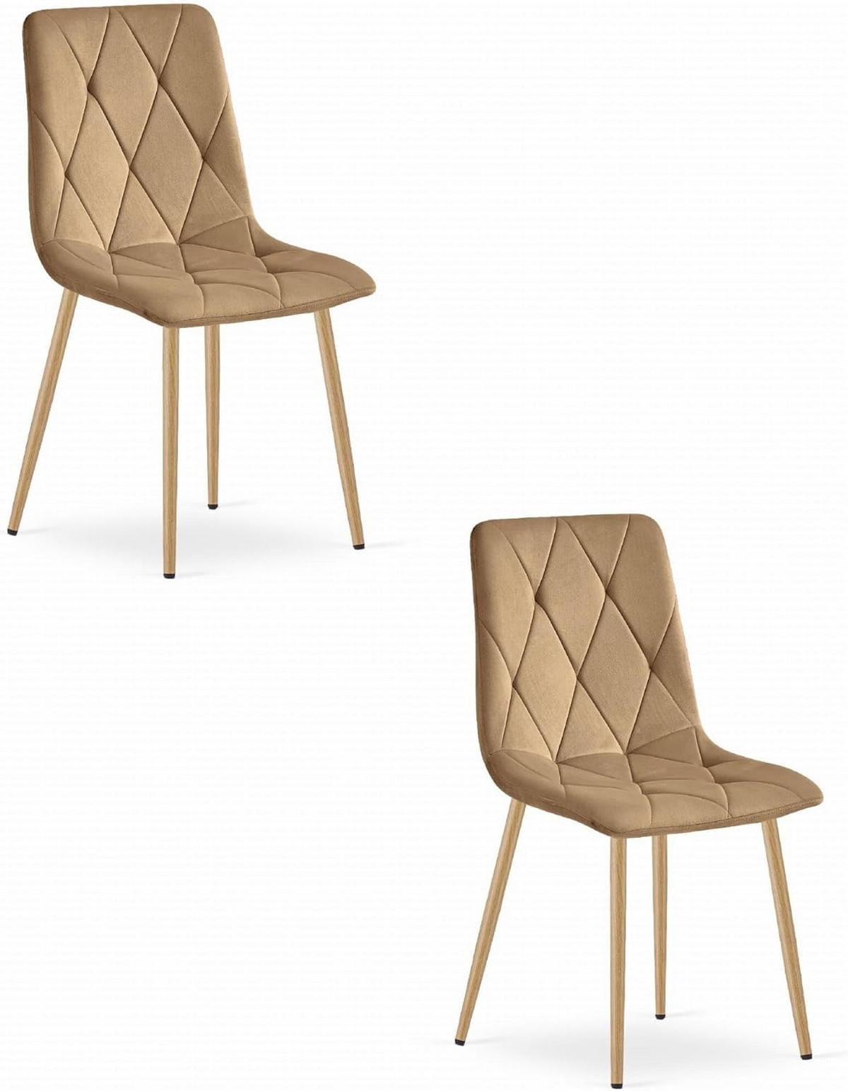 ESSZIMMERSTUHL 2er Set Beige Velours, Gepolsterte Sitzfläche, Holzbeine, Modernes Design - Beige, Textil (46/89/40cm) - Best For Home