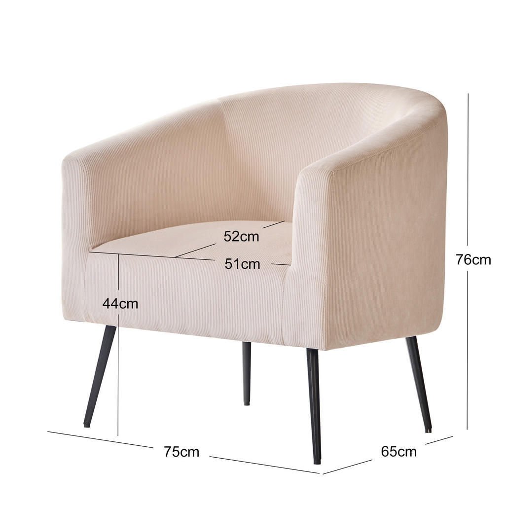 Thumbnail - Nordlys Sessel, Beige, Textil, 75x76x65 cm, Wohnzimmer, Sessel, Polstersessel