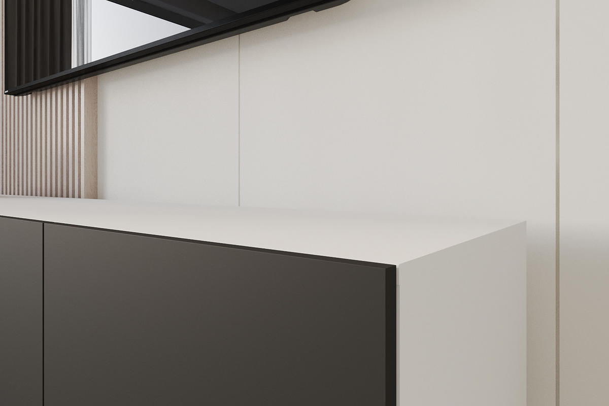 LOWBOARD ELIO-W 3x100x40x41 cm - Weiß / Schwarz - Weiß, Holzwerkstoff (300/40/41cm) - ALTDECOR