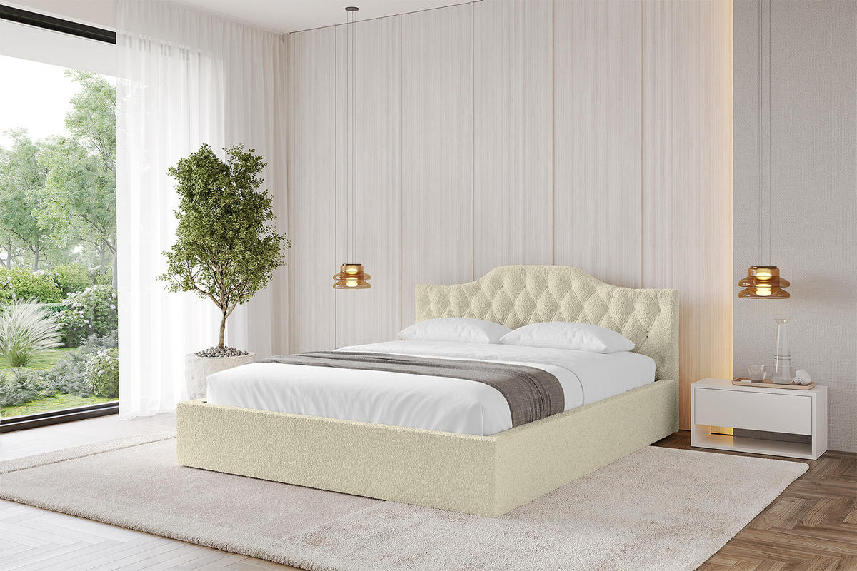POLSTERBETT mit Bettkasten und Lattenrost, Boxbett ohne Matratze - FALIO-V1 180x200 Beige - Taupe, Holzwerkstoff/Textil (180/200cm) - ALTDECOR