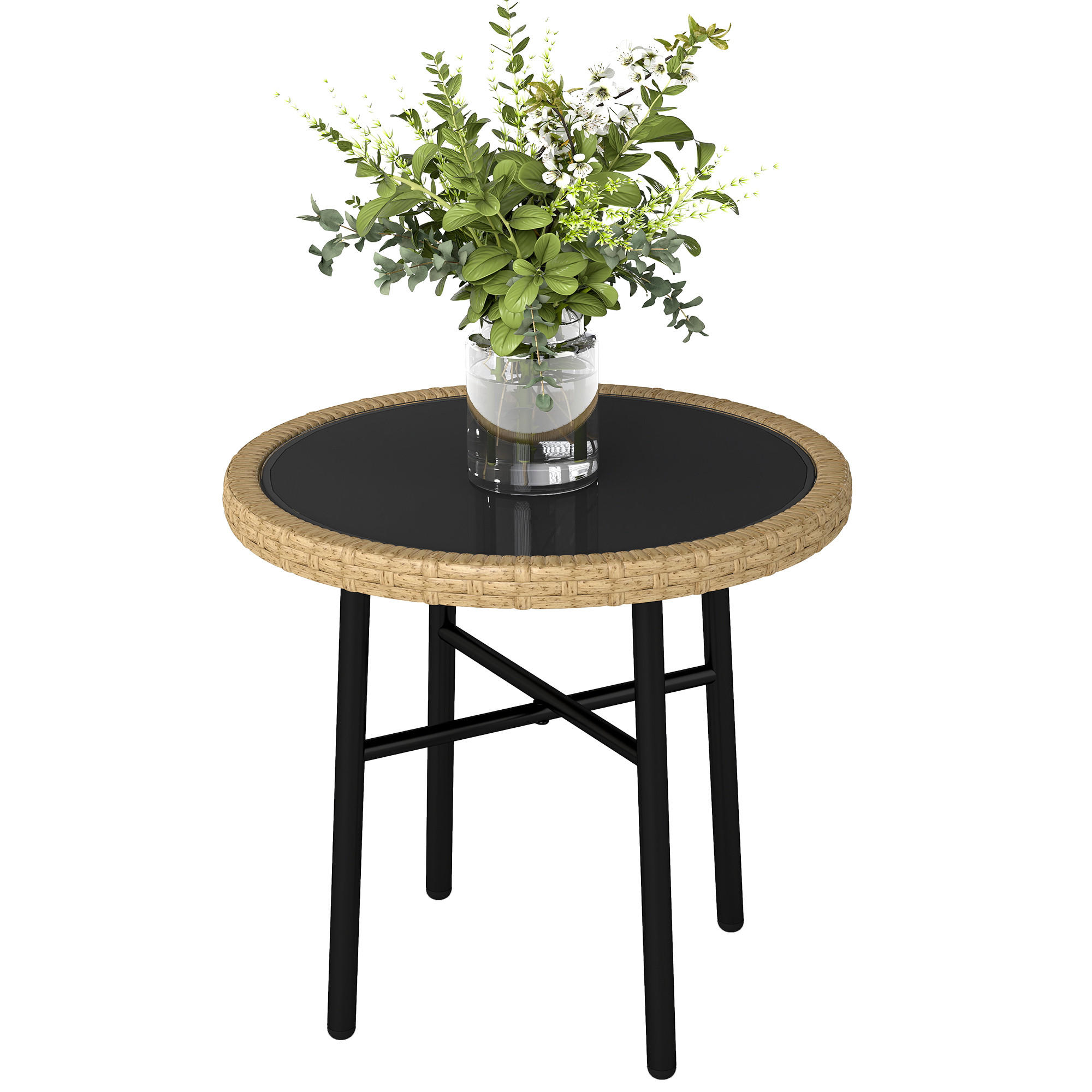 GARTENTISCH DE-13712 mit Glasplatte Natur - Naturfarben, Metall (46/46/43cm) - ComfortXL