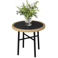 GARTENTISCH DE-13712 mit Glasplatte Natur - Naturfarben, Metall (46/46/43cm) - ComfortXL