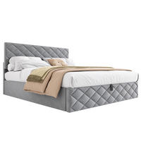 POLSTERBETT aus Samt 140x200 cm in Grau mit Hydraulik & Stauraum - Grau, Textil (140/200cm) - Modfu