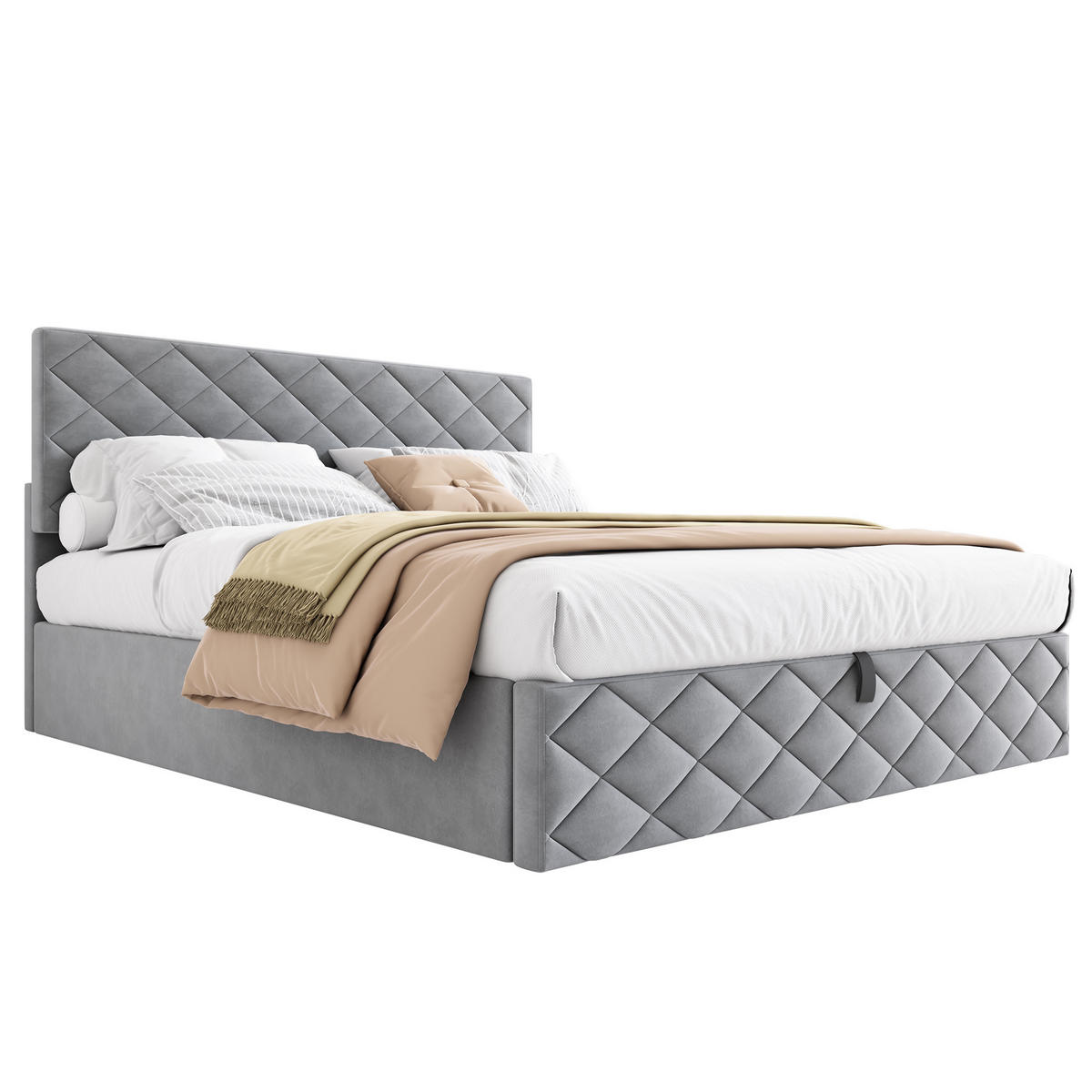 POLSTERBETT 140/200 cm Grau mit hydraulischem Funktionsbett und Stauraum - Grau, Textil (140/200cm) - OKWISH