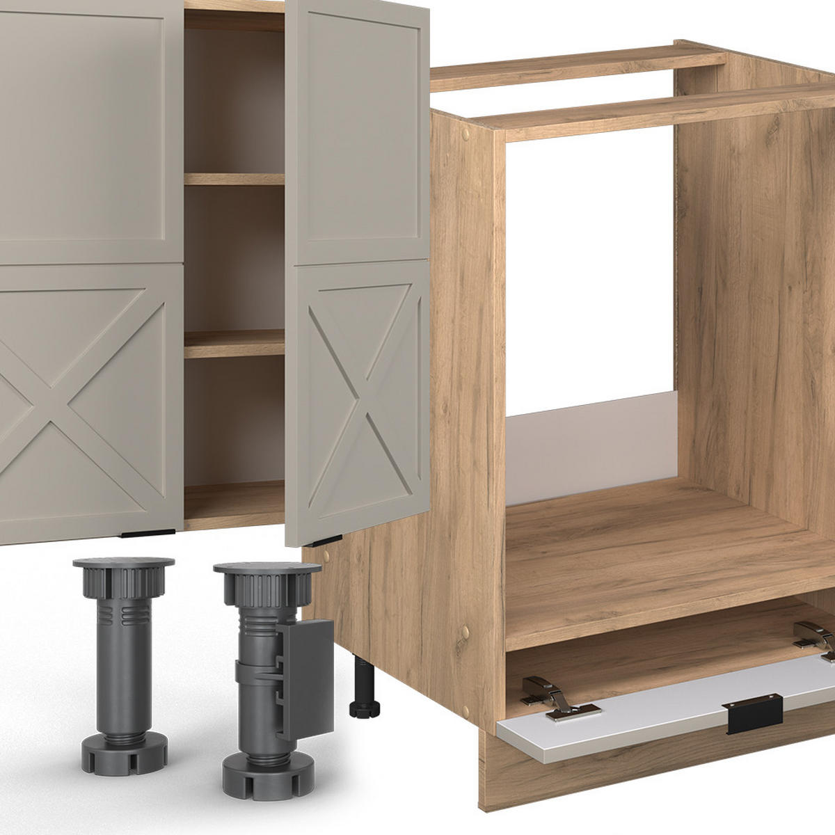 ROHOVÁ KUCHYŇ Fame-Line Šedý/béžový/zlatý dub - šedá/medově dubová, kompozitní dřevo (347/81.6/60cm) - Vicco