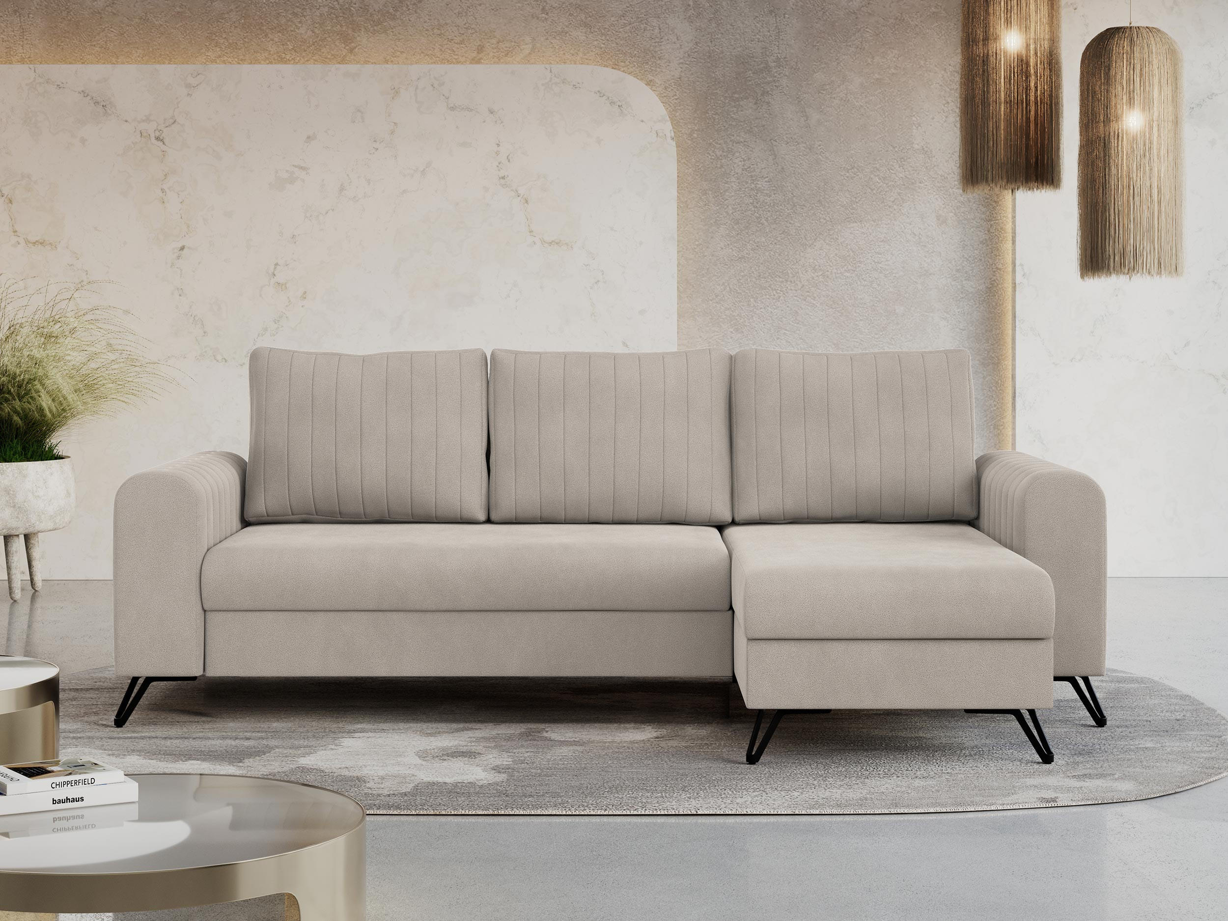 Thumbnail - MKS Ecksofa, Ecru, Textil, 3-Sitzer, L-Form,L-Form, 242x140 cm, Wohnzimmer, Sofas & Couches, Wohnlandschaften, Ecksofas