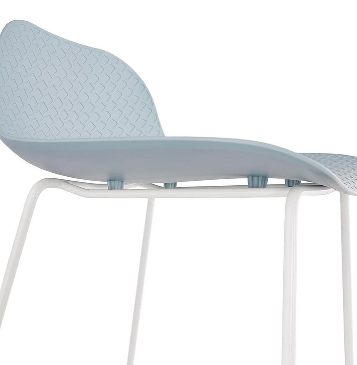 SITZHOCKER Kunststoff Metallgestell Sitzhöhe 66cm Industriedesign JORALI MINI, Blau-Weiß 48x53x85 cm - Blau/Weiß, Kunststoff/Metall (48/85/53cm) - KADIMA DESIGN