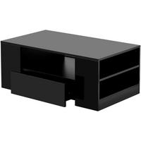 COUCHTISCH mit 2 Schubladen und 2 Regalfächer, Schwarz - Schwarz, Holz (95/95/37cm) - KOMHTOM