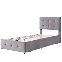 POLSTERBETT aus Samt 90x200 cm in Grau mit Schublade & Lattenrost - Grau, Textil (90/200cm) - Modfu