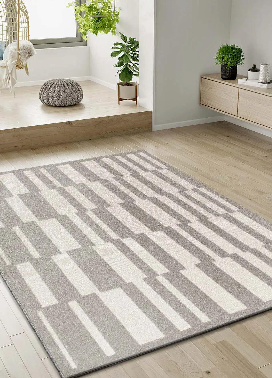 WEBTEPPICH Grau / Weiß Baresa 160/230 cm - Weiß/Grau, Naturmaterialien/Textil (160/230cm) - Atticgo