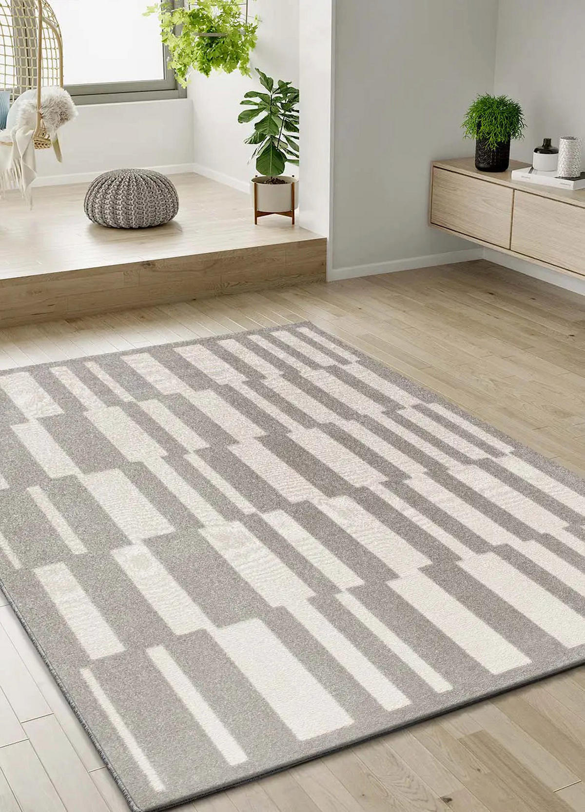 WEBTEPPICH Grau / Weiß Baresa 160/230 cm - Weiß/Grau, Naturmaterialien/Textil (160/230cm) - Atticgo