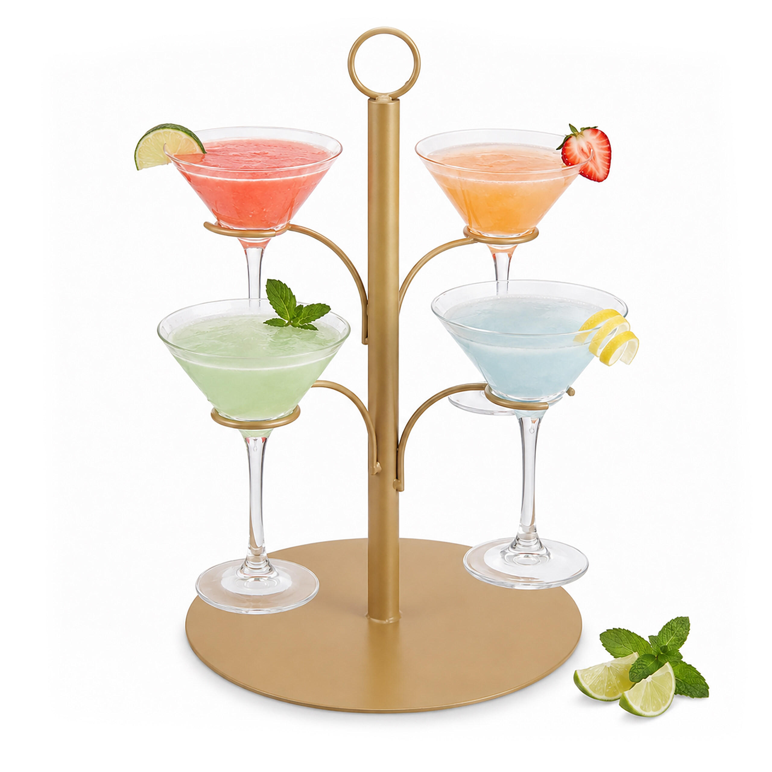 Relaxdays STOJAN Zlatý na 4 sklenice ocel 35x25 cm