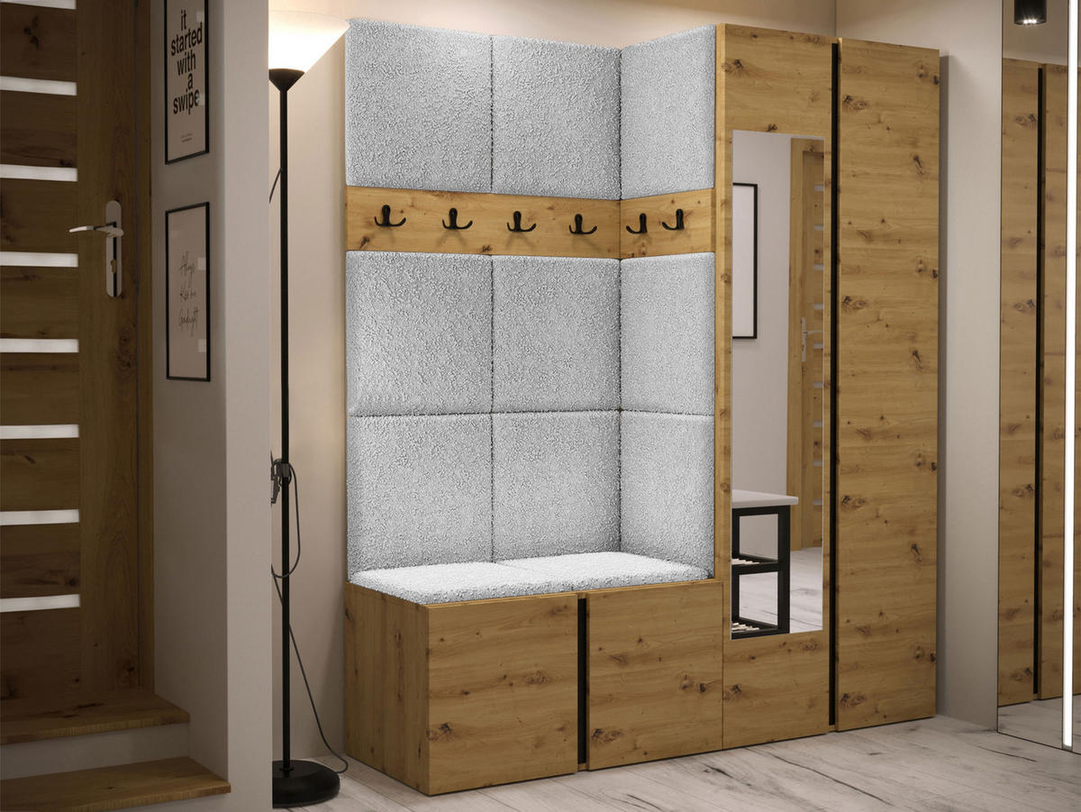 GARDEROBEN-SET Orion XII - Hellgrau/Eiche Artisan, Holzwerkstoff/Kunststoff (158/186/46cm) - MIRJAN24