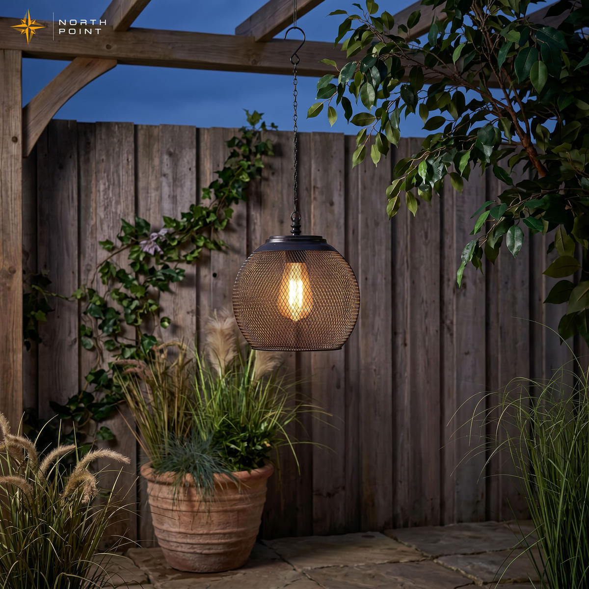 SOLAR-HÄNGELEUCHTE Netzoptik schwarz Ø18x54cm Metall Outdoor-Leuchte - Schwarz, Metall (18/18/54cm) - Northpoint