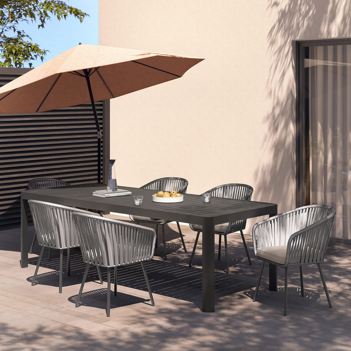 GARTENTISCH - Aluminium - Anthrazit - Ausziehbar - Anthrazit, Metall (100/180/75cm) - home24