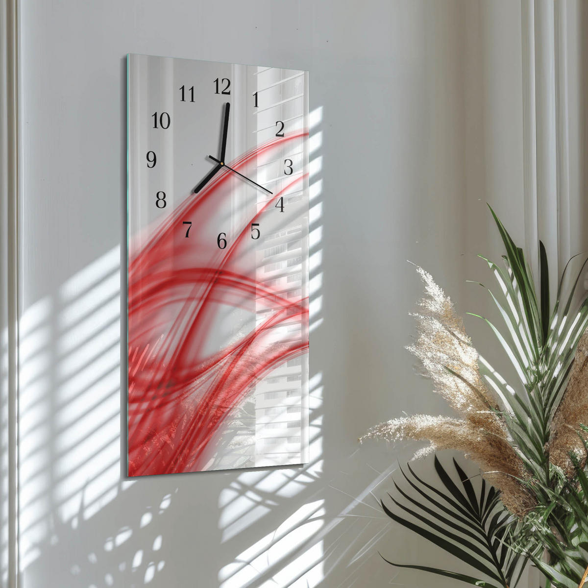 WANDUHR 30x60 cm - Limes - Rot, Glas (30/60/0.4cm) - TULUP