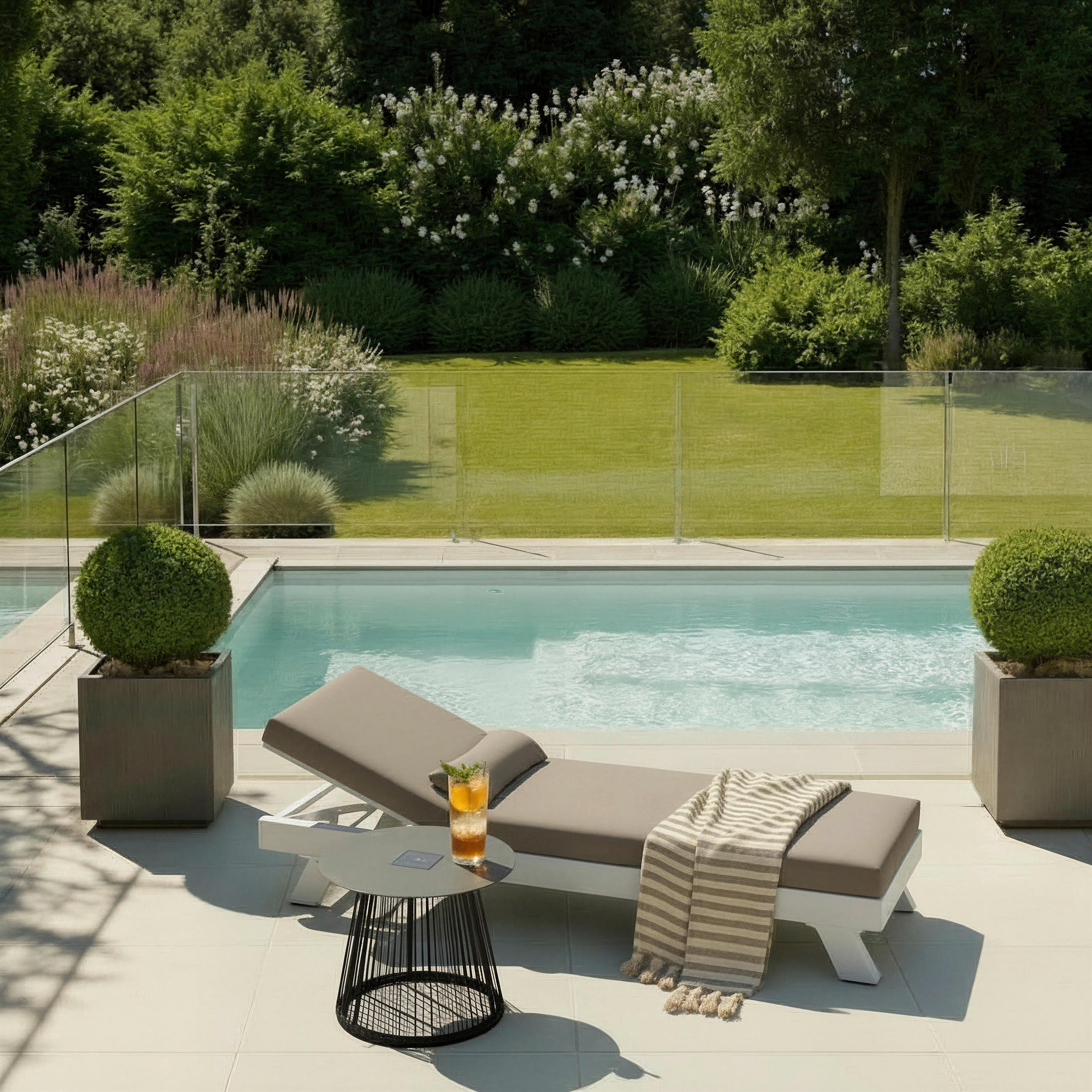 GARTENLIEGE Susa Hellgrau Metall/Outdoorstoff +Abdeckung - Hellgrau, Metall (1/40/200cm)