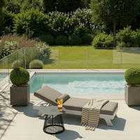 GARTENLIEGE Susa Hellgrau Metall/Outdoorstoff +Abdeckung - Hellgrau, Metall (1/40/200cm)