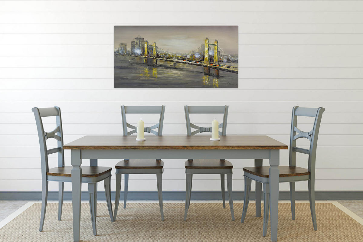 OLEJOMAĽBA 100/50 cm, Mesto a architektúra - sivá, drevo/textil (100/50cm) - KUNSTLOFT