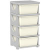 AUFBEWAHRUNGSBOXEN für Kinder, 4 große Schubladen, Kunststoff - Creme/Weiß, Kunststoff (37/76/37cm) - HOMCOM