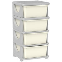 AUFBEWAHRUNGSBOXEN für Kinder, 4 große Schubladen, Kunststoff - Creme/Weiß, Kunststoff (37/76/37cm) - HOMCOM