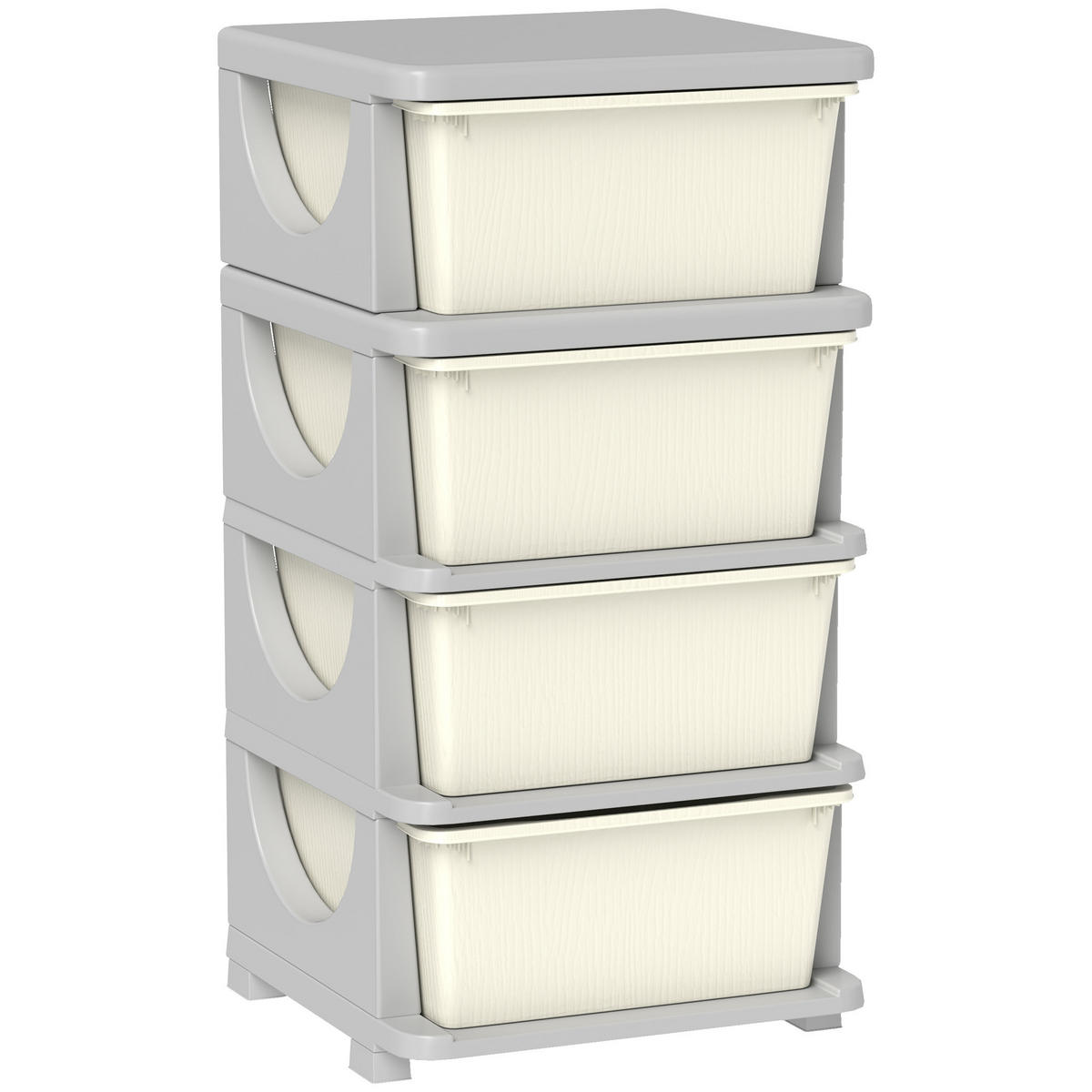 AUFBEWAHRUNGSBOXEN für Kinder, 4 große Schubladen, Kunststoff - Creme/Weiß, Kunststoff (37/76/37cm) - HOMCOM