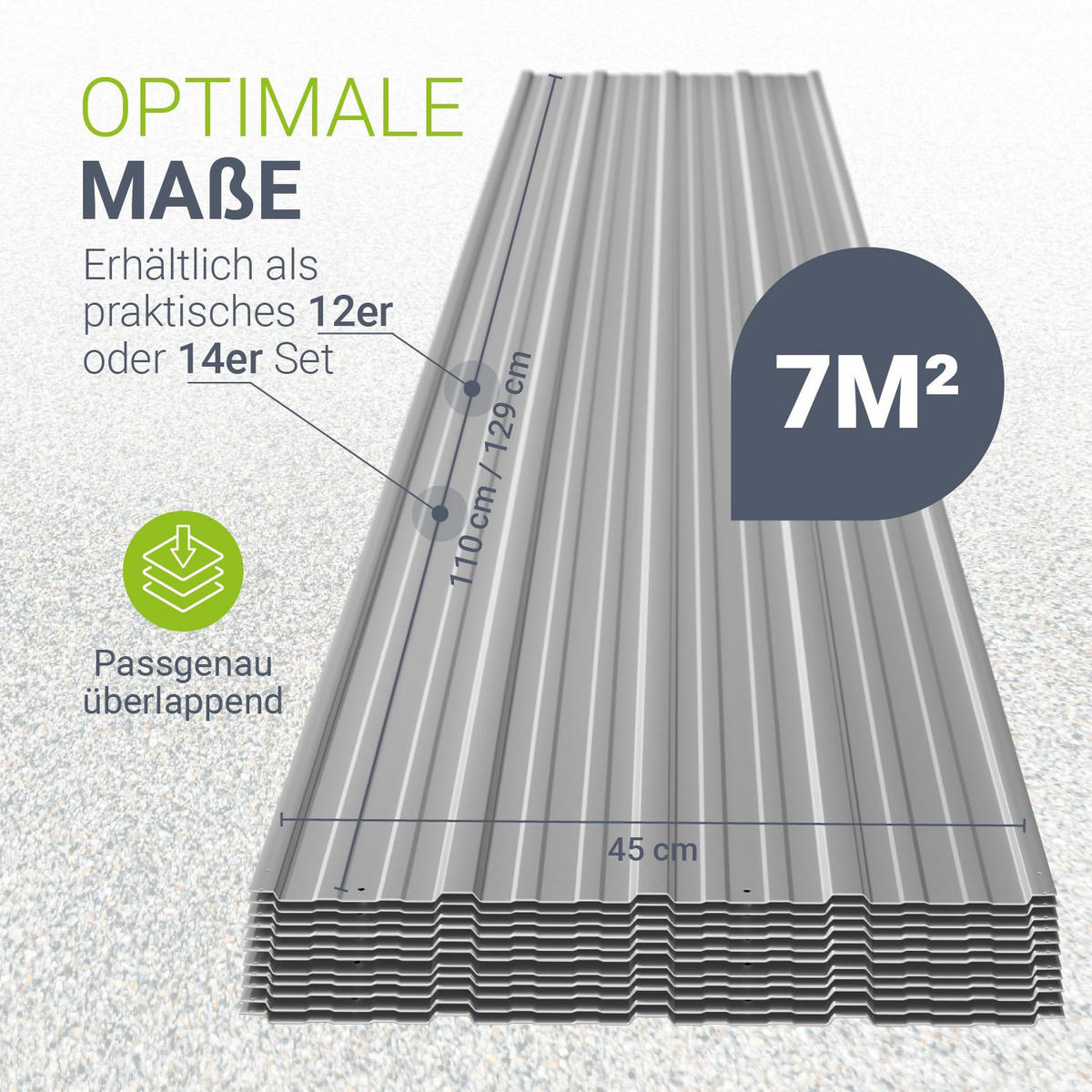 PROFILBLECH Grau 110x45 cm 14er-Set - Grau, Metall (45/110cm) - Juskys