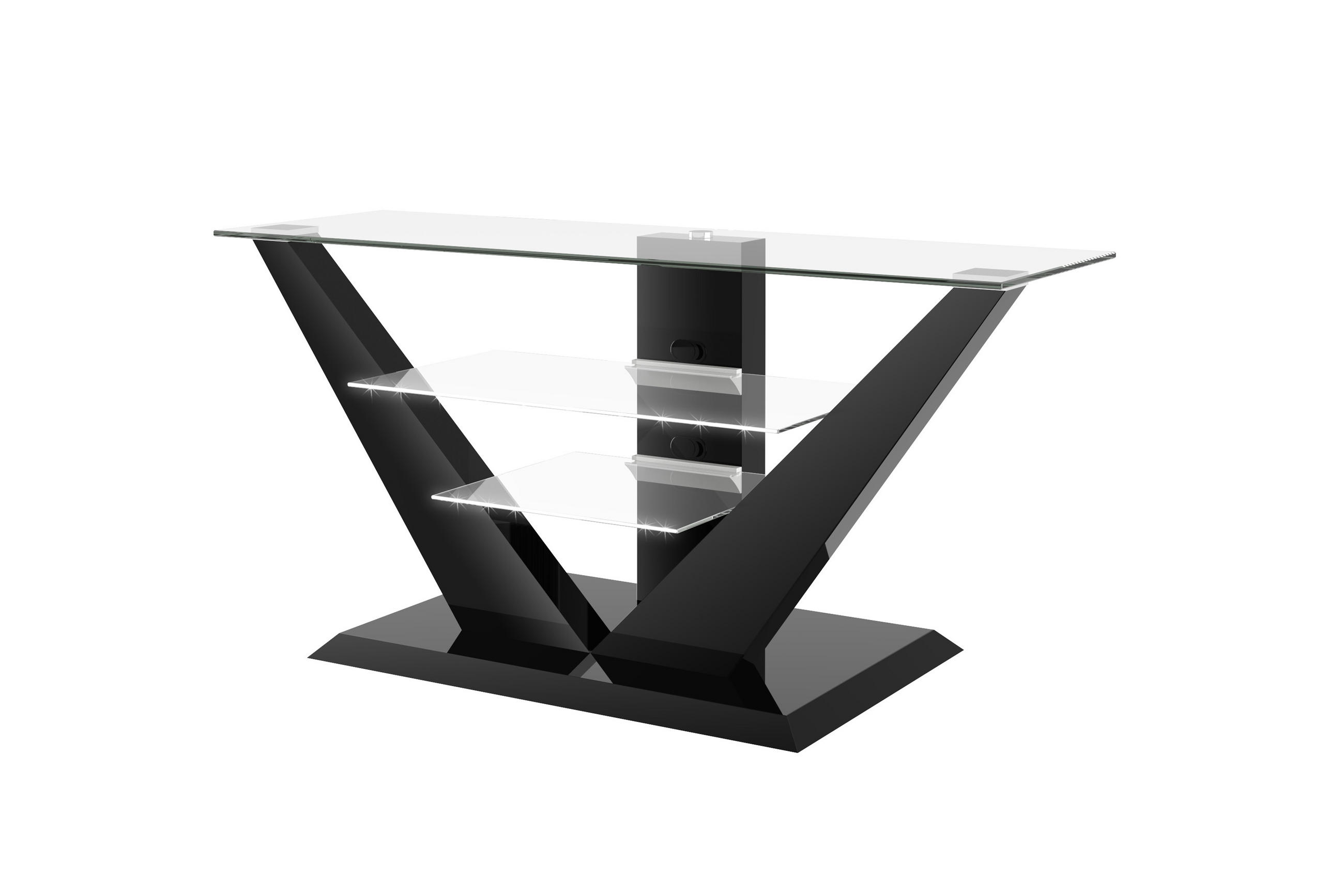 FERNSEHTISCH rechteckig Schwarz Hochglanz Glas 140/65/53 cm - Schwarz Hochglanz, Holzwerkstoff (53.5/65/140cm)