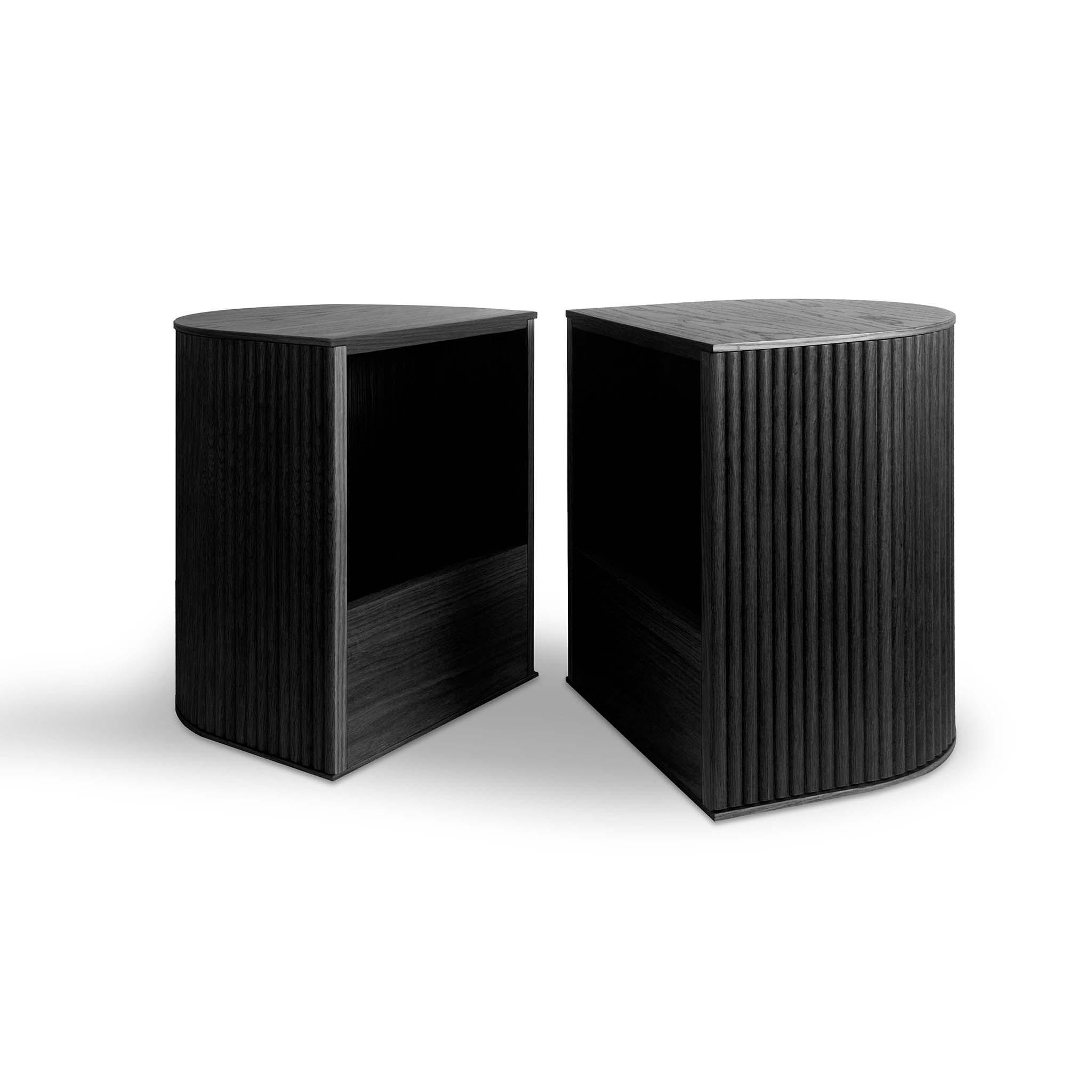 BEISTELLTISCH Duna Set mit 2 Hockern - Schwarz, Holz (70/45/32.8cm) - Woodendot