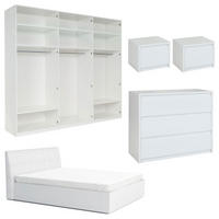 SCHLAFZIMMER-SET Italia Weiß matt / weiß hochglanz 5-teilig - Weiß Hochglanz/Weiß, Holz/Holzwerkstoff (160/200cm) - Feldmann-Wohnen